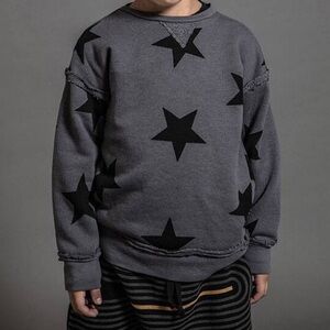 Nununu Star Sweatshirt – Grey/Black – Size 6–7 – EUC